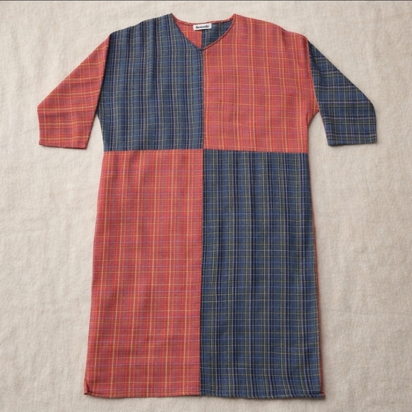 Mordenmiss Artisan Linen Patchwork Dress | Oversized Wabi-Sabi 26” P2P - Picture 2 of 12